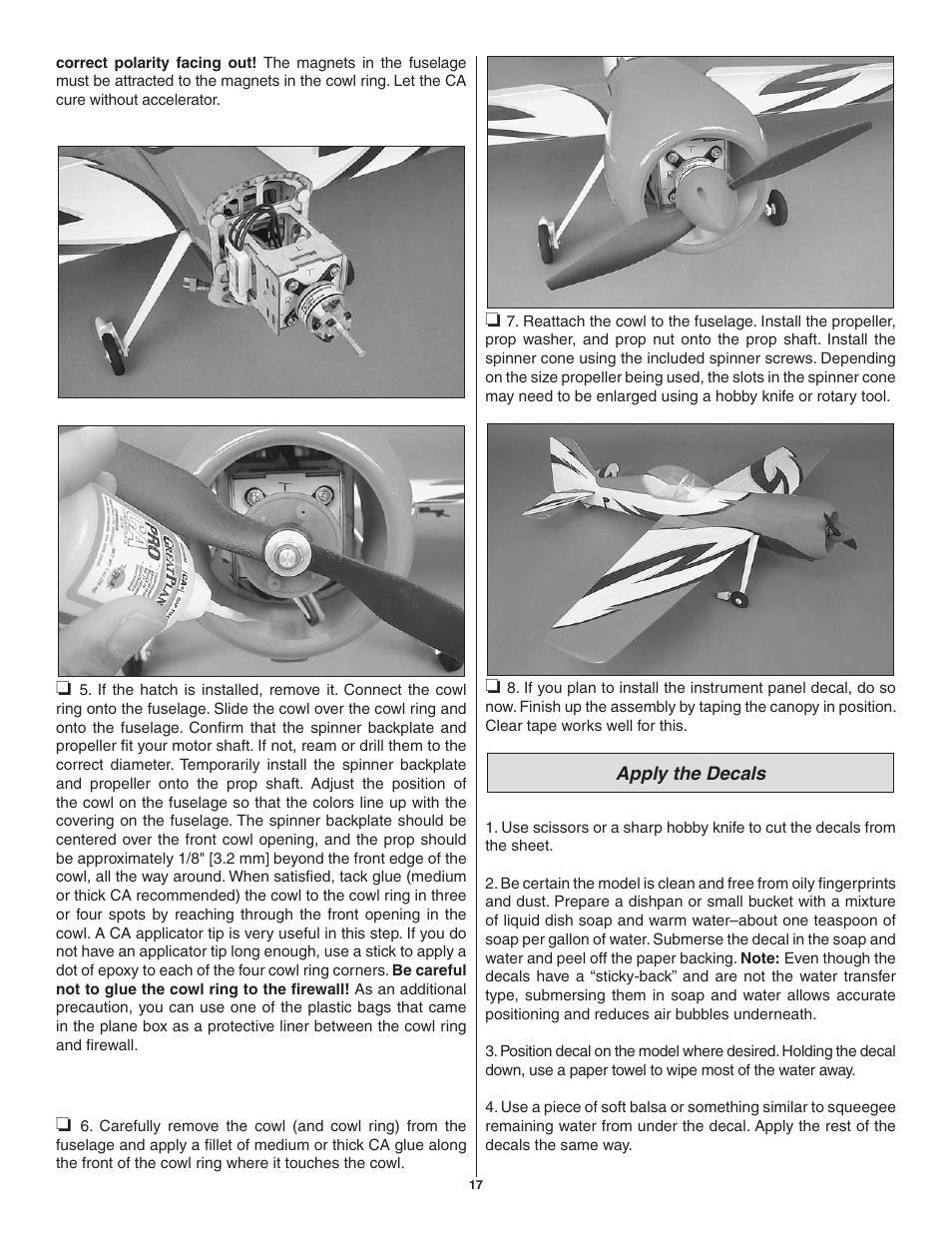 Great Planes SU-31 Sukhoi EP 3D ARF - GPMA1547 User Manual | Page 17 / 24