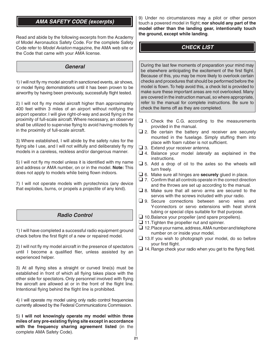 Great Planes SU-31 Sukhoi EP 3D ARF - GPMA1547 User Manual | Page 21 / 24