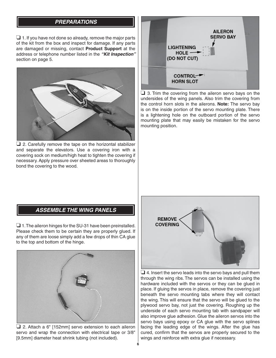 Great Planes SU-31 Sukhoi EP 3D ARF - GPMA1547 User Manual | Page 6 / 24