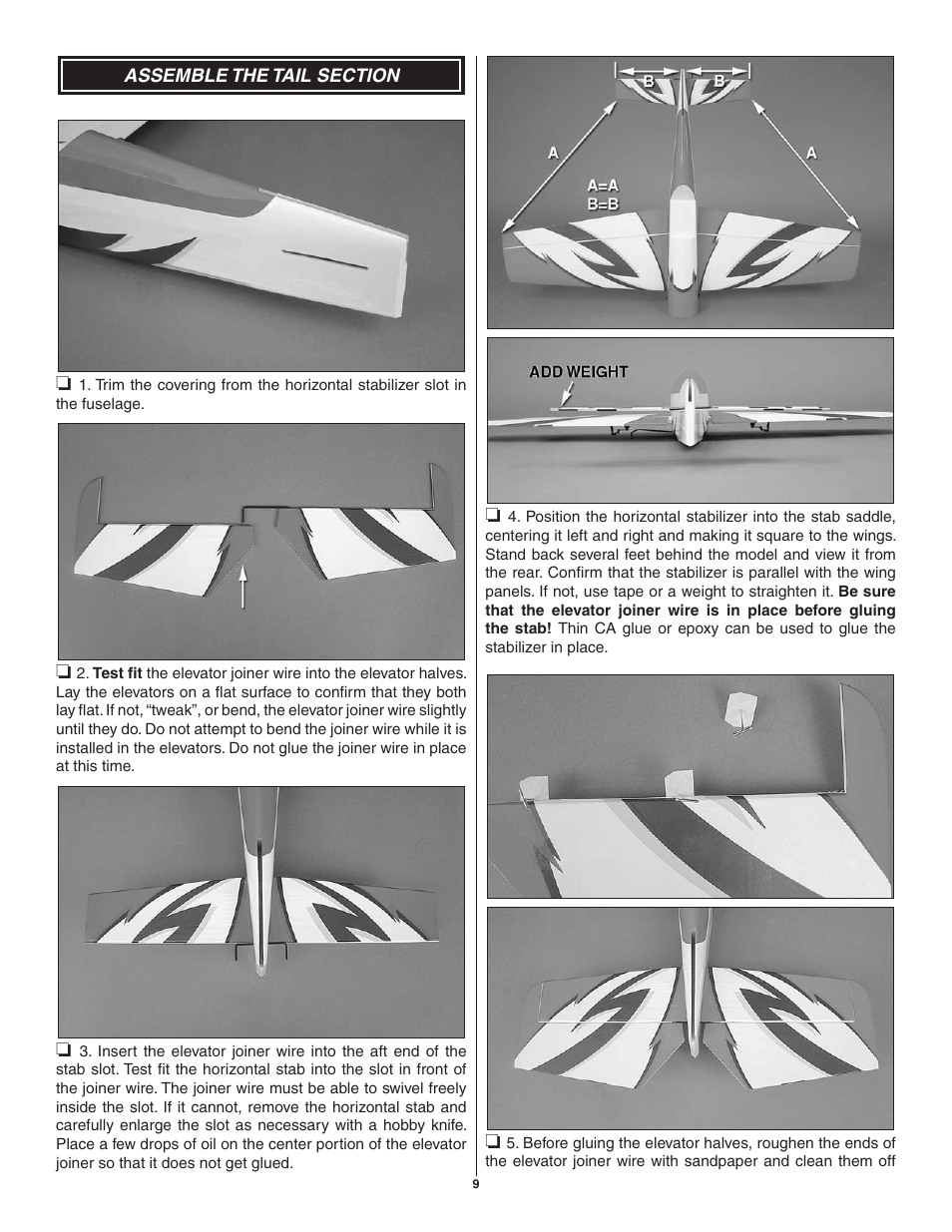 Great Planes SU-31 Sukhoi EP 3D ARF - GPMA1547 User Manual | Page 9 / 24