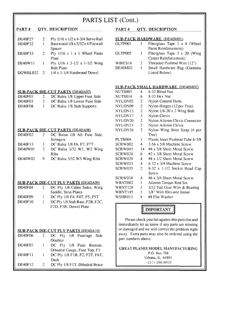 Great Planes Super Decathlon 40 Kit - GPMA0185 User Manual | Page 43 / 44