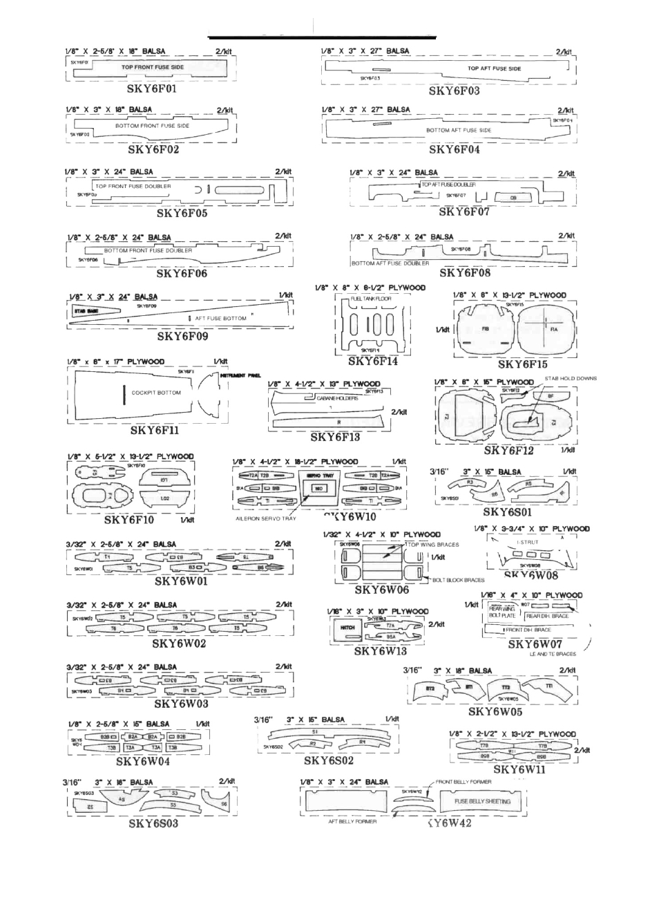 Die-cut patterns | Great Planes Super Skybolt 60 Kit - GPMA0170 User Manual | Page 6 / 72