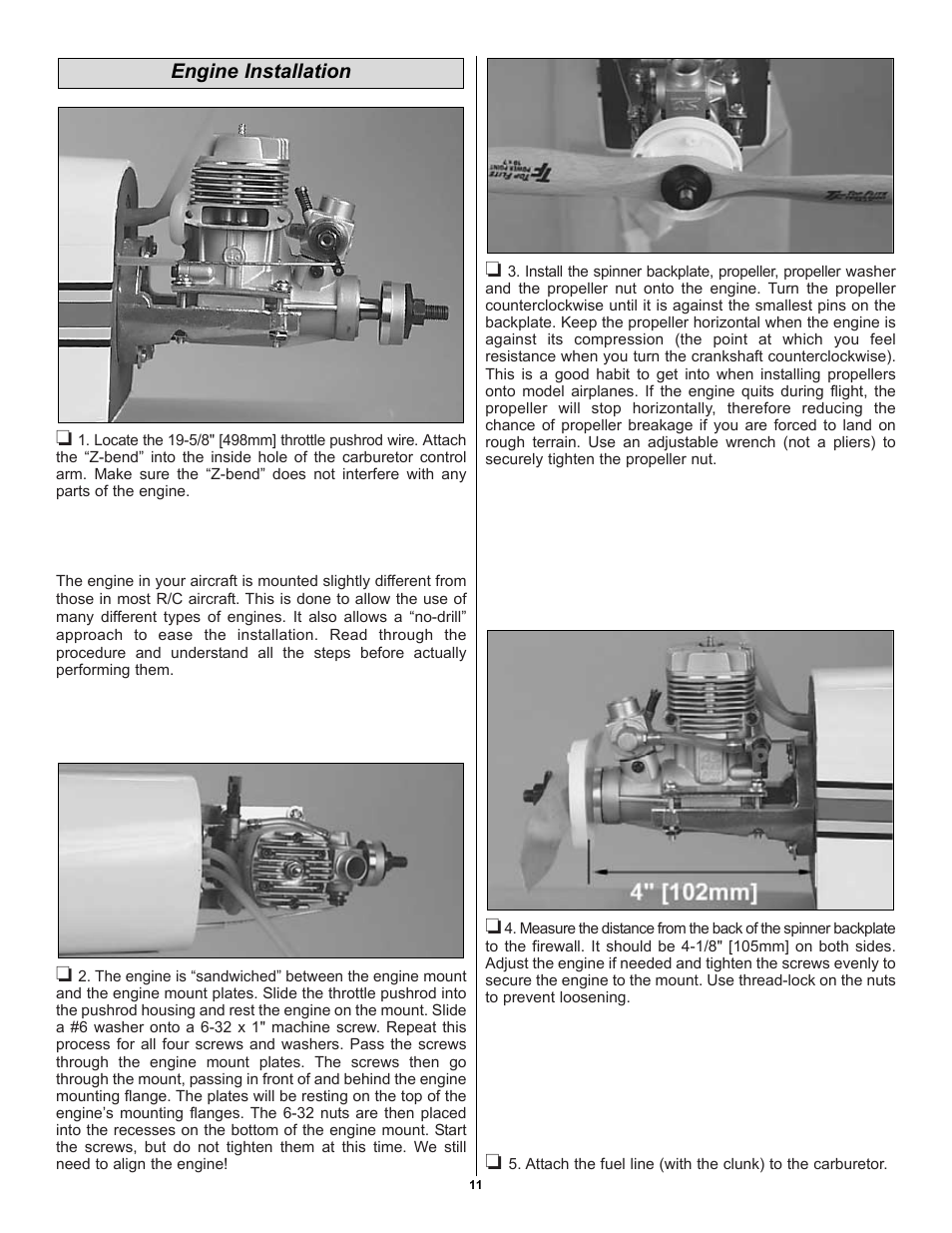 Engine installation | Great Planes Super Sportster 40 ARF - GPMA1040 User Manual | Page 11 / 20