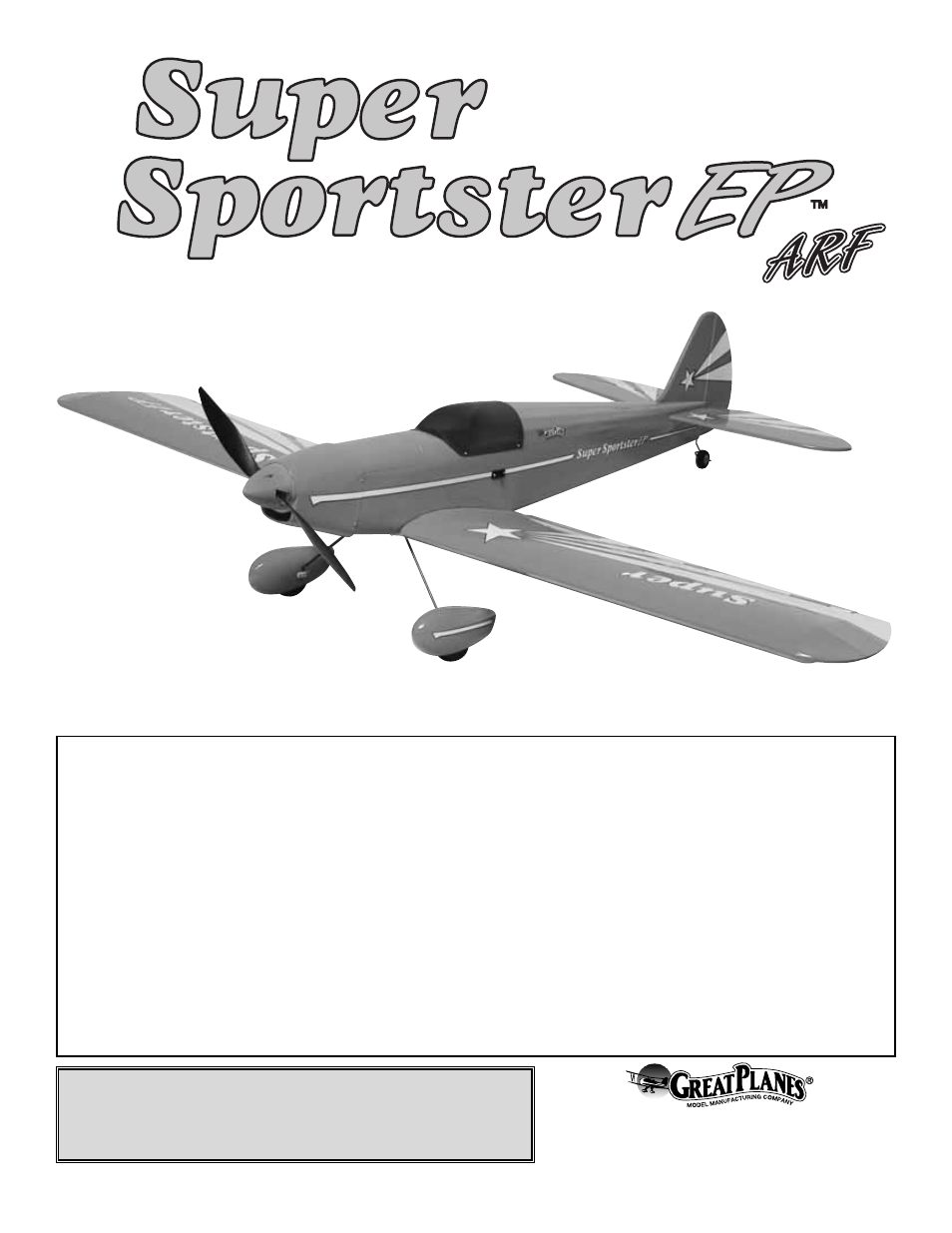 Great Planes Super Sportster EP ARF - GPMA1160 User Manual | 24 pages