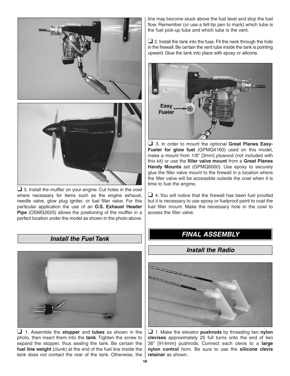 Final assembly | Great Planes Tiger Moth 60 ARF - GPMA1330 User Manual | Page 16 / 28