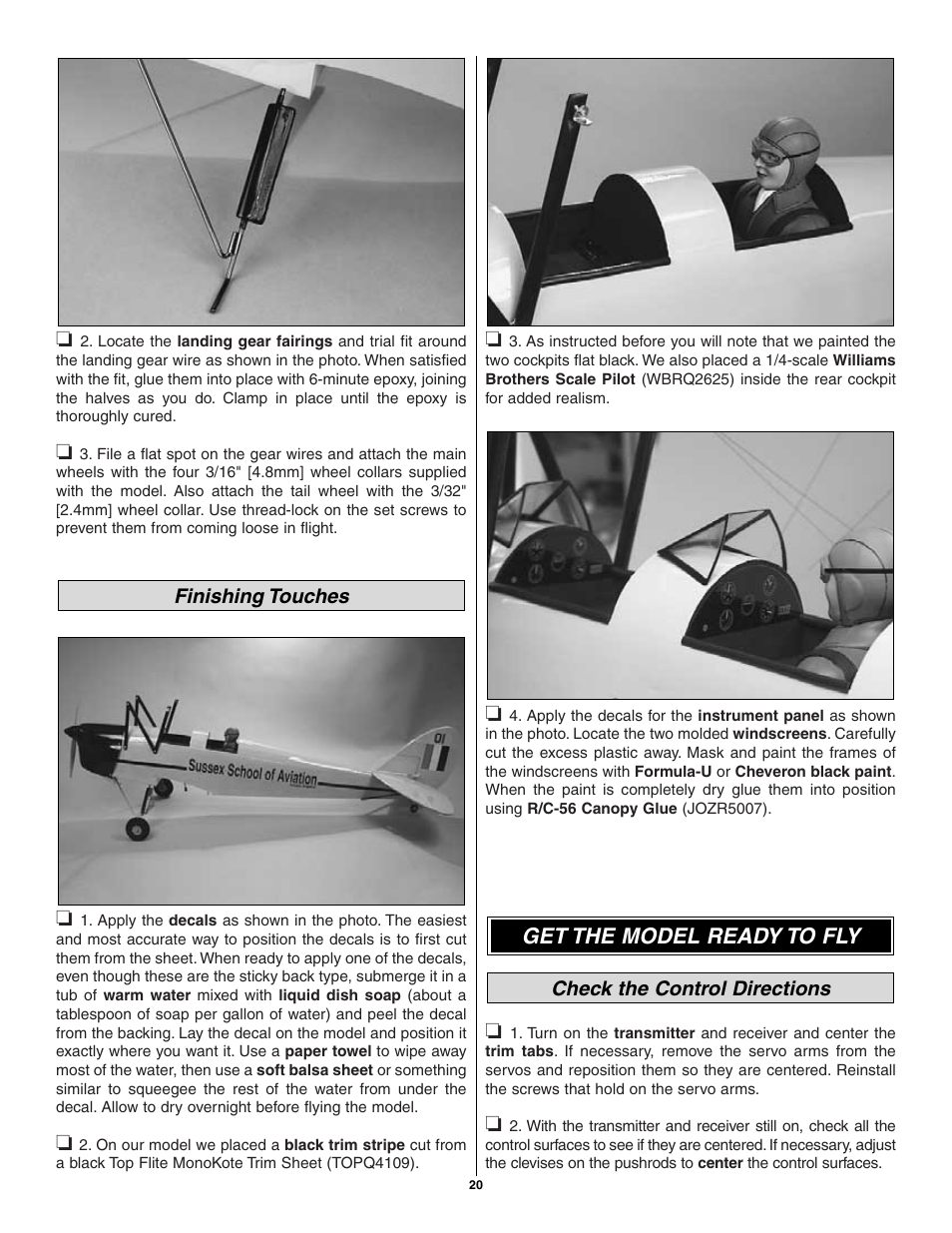 Get the model ready to fly | Great Planes Tiger Moth 60 ARF - GPMA1330 User Manual | Page 20 / 28