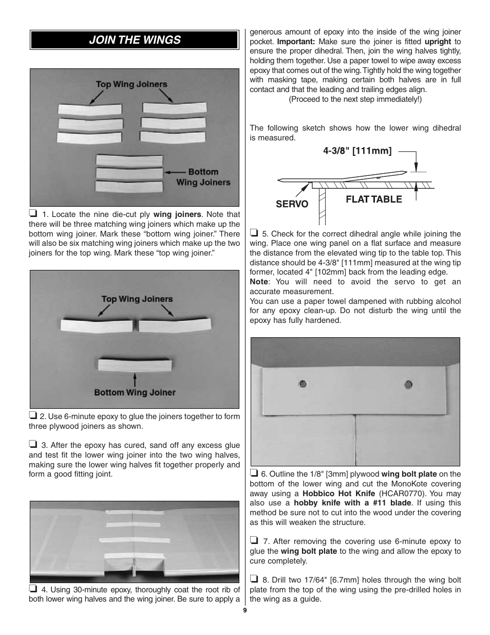 Join the wings | Great Planes Tiger Moth 60 ARF - GPMA1330 User Manual | Page 9 / 28