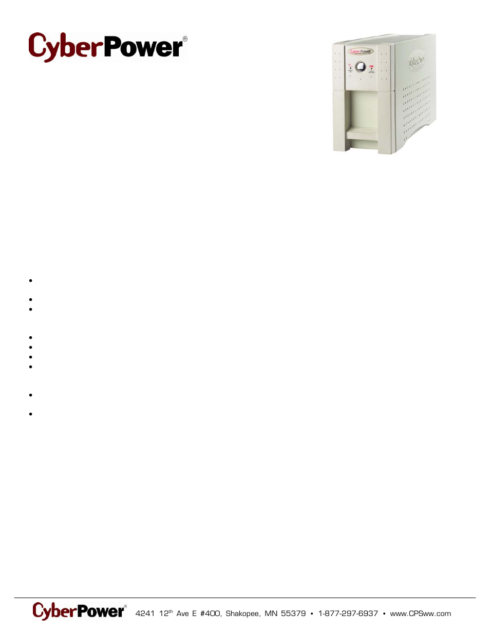 CyberPower Systems 649532604258 User Manual | 2 pages