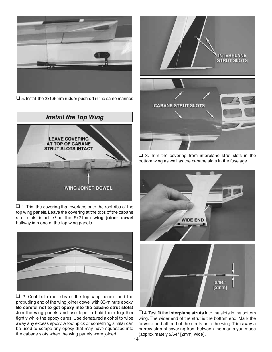 Install the top wing | Great Planes Ultimate 3D E-Performance ARF - GPMA1546 User Manual | Page 14 / 28