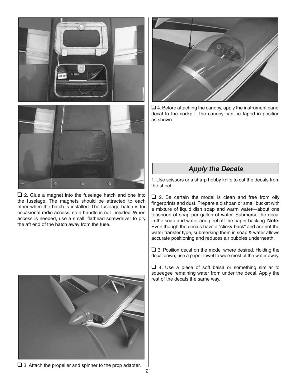 Apply the decals | Great Planes Ultimate 3D E-Performance ARF - GPMA1546 User Manual | Page 21 / 28