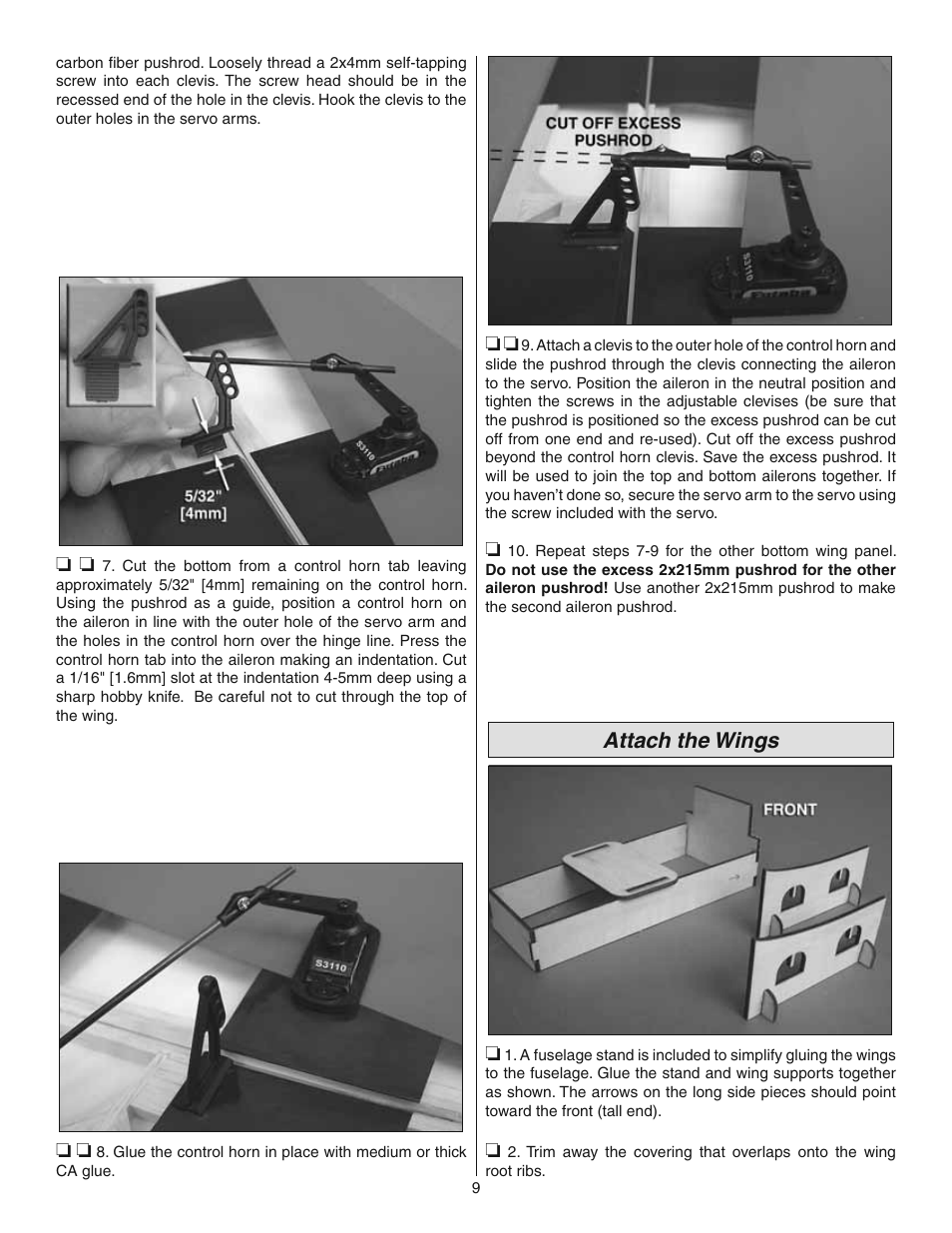 Attach the wings | Great Planes Ultimate 3D E-Performance ARF - GPMA1546 User Manual | Page 9 / 28