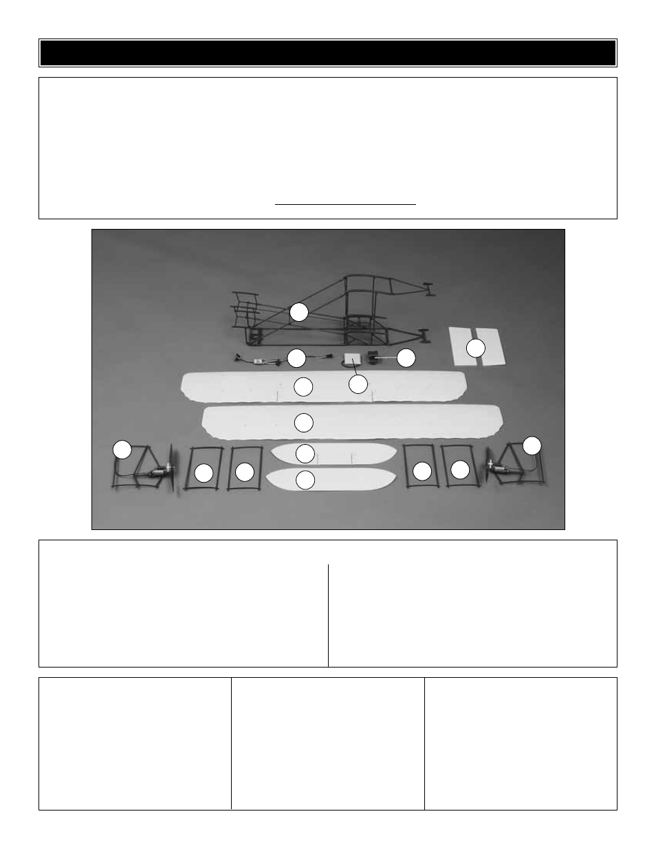 Kit contents | Great Planes Wright Flyer ARF - GPMA1110 User Manual | Page 4 / 16