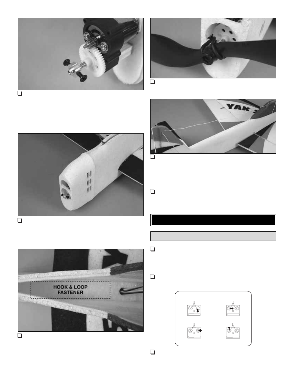 Get the model ready to fly, Check the control directions | Great Planes Yak-55 EP 3D ARF FlightFlex - GPMA1274 User Manual | Page 12 / 16