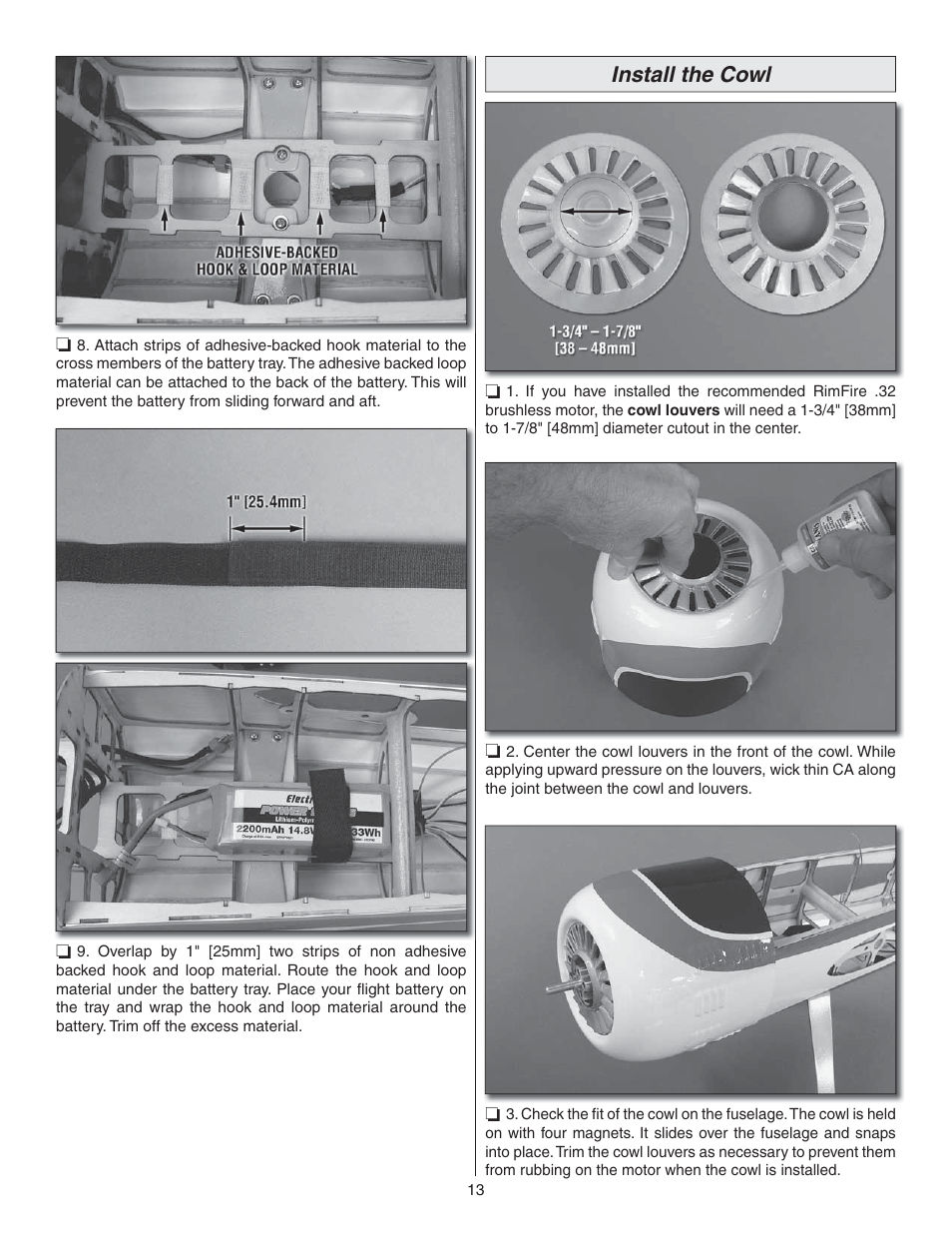 Install the cowl | Great Planes Yak-55M EP ARF - GPMA1186 User Manual | Page 13 / 20