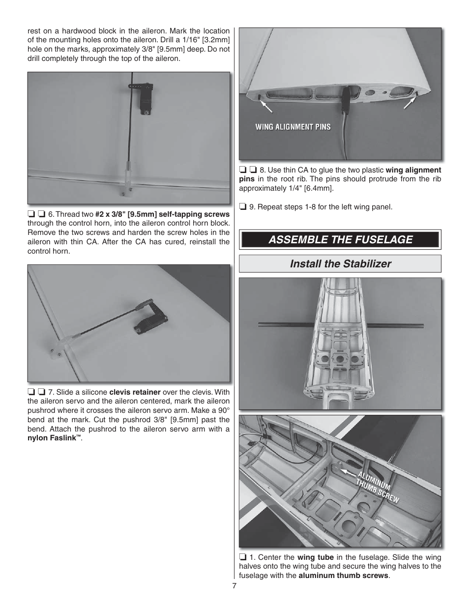 Assemble the fuselage install the stabilizer | Great Planes Yak-55M EP ARF - GPMA1186 User Manual | Page 7 / 20