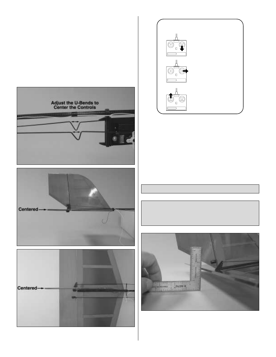 Set the control throws, Channel radio setup | Great Planes Yard Stik ARF - GPMA1100 User Manual | Page 11 / 16