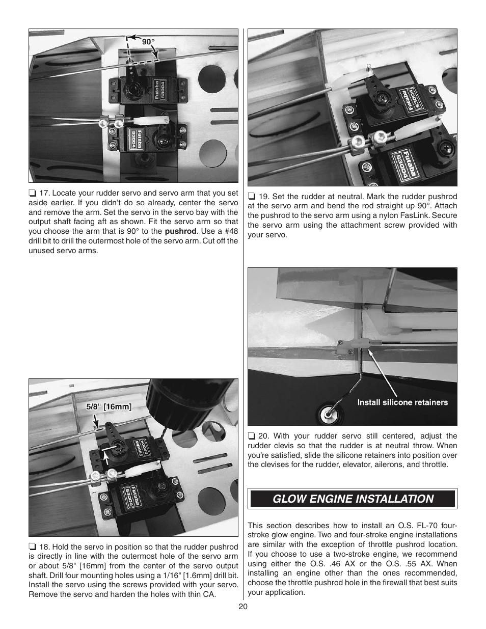 Glow engine installation | Great Planes Z526 Zlin Akrobat GP/EP ARF - GPMA1024 User Manual | Page 20 / 40
