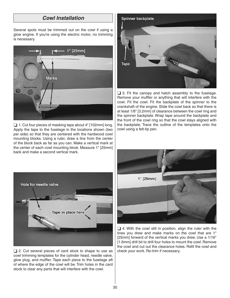 Cowl installation | Great Planes Z526 Zlin Akrobat GP/EP ARF - GPMA1024 User Manual | Page 30 / 40