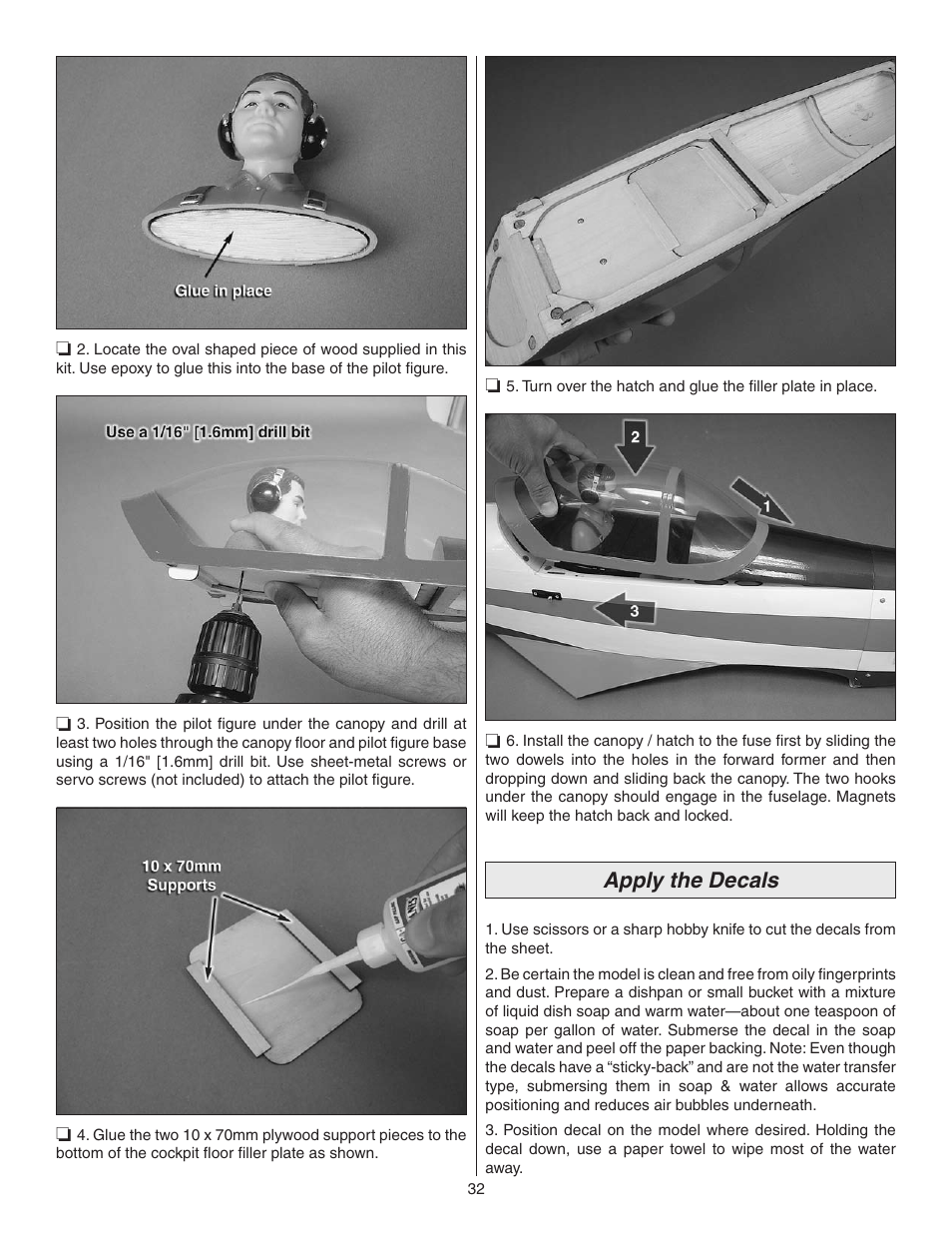 Apply the decals | Great Planes Z526 Zlin Akrobat GP/EP ARF - GPMA1024 User Manual | Page 32 / 40
