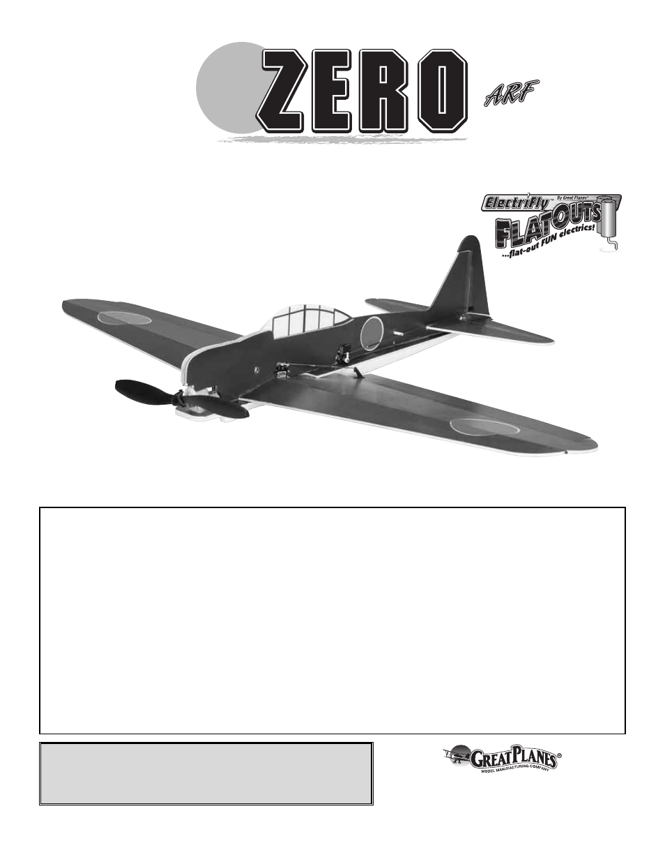 Great Planes Zero FlatOuts EP ARF - GPMA1122 User Manual | 16 pages