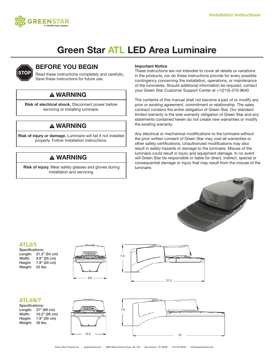 GreenStar ATL User Manual | 2 pages