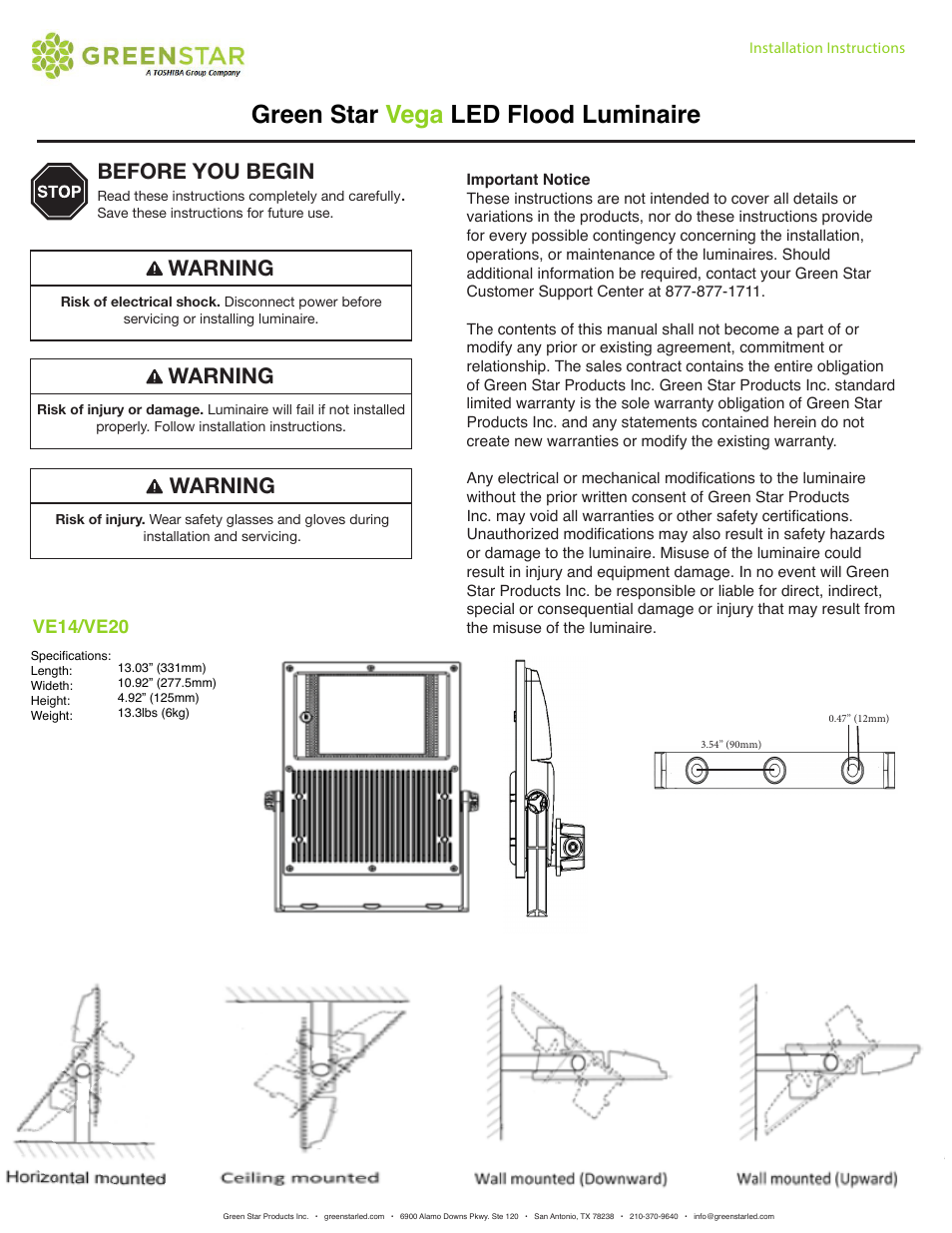 GreenStar Vega User Manual | 2 pages