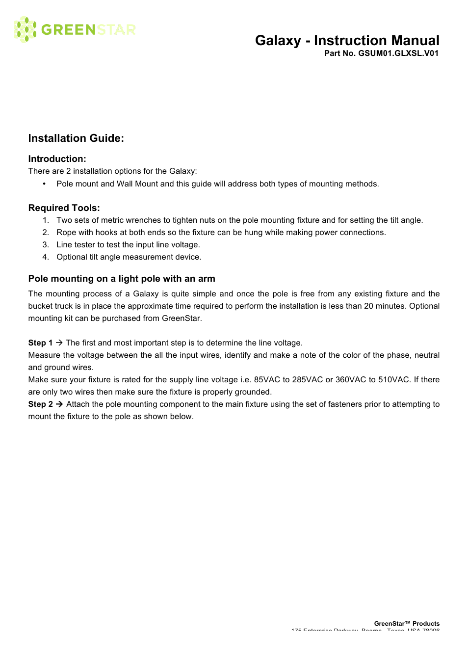 Galaxy - instruction manual, Installation guide | GreenStar Galaxy User Manual | Page 11 / 16