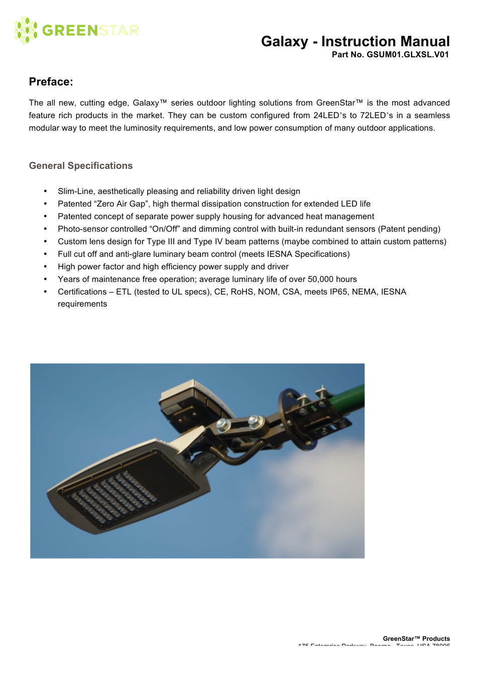 Galaxy - instruction manual, Preface | GreenStar Galaxy User Manual | Page 3 / 16