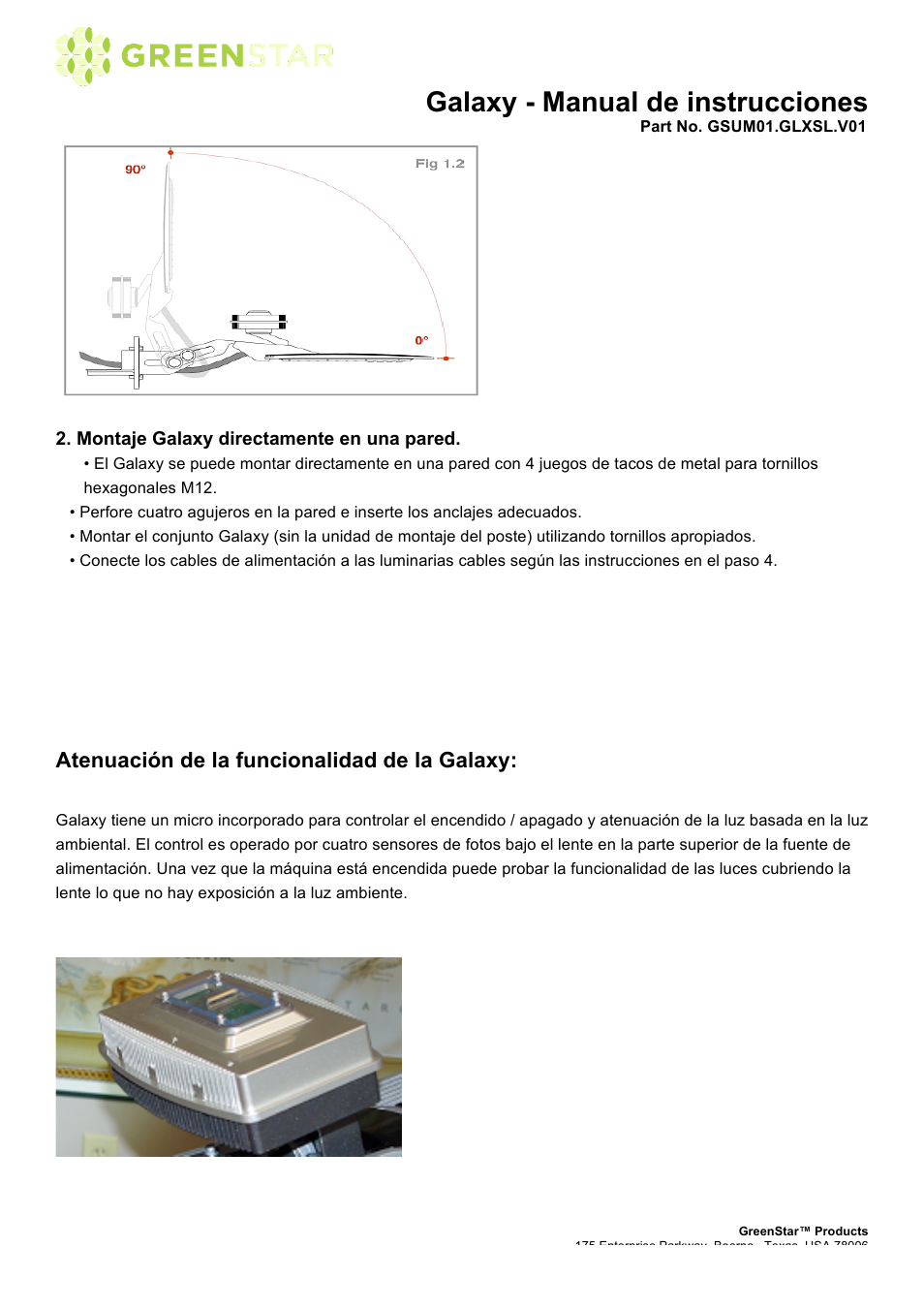 Galaxy - manual de instrucciones | GreenStar Galaxy User Manual | Page 14 / 15