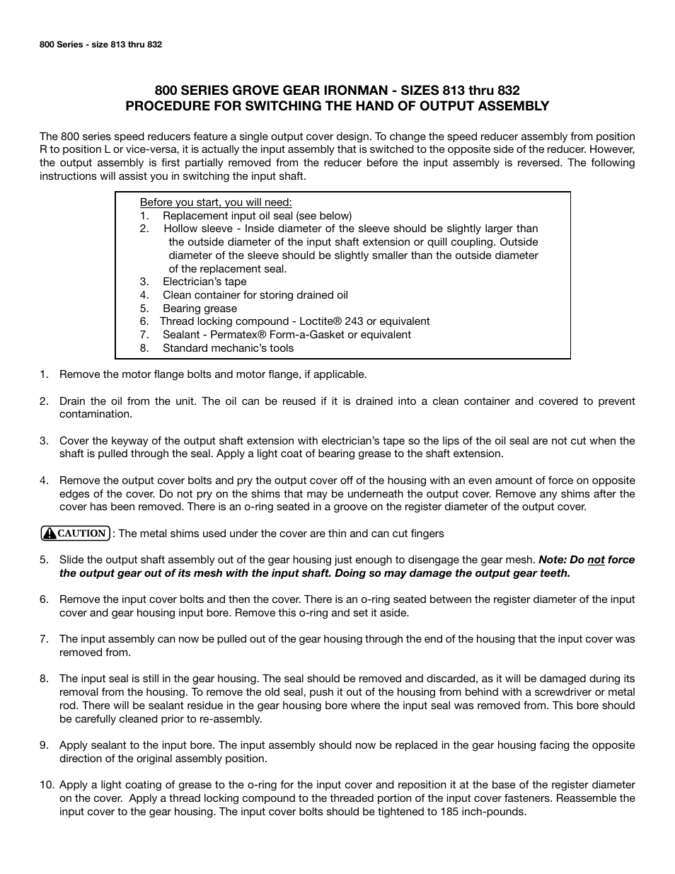 Grove Gear 800 SERIES GROVE GEAR IRONMAN User Manual | 2 pages