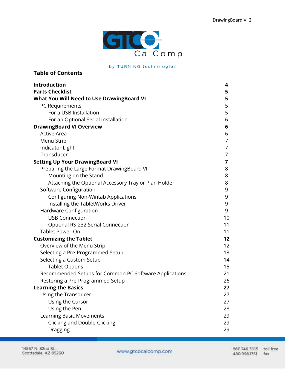 GTCO DrawingBoard VI - Users Guide User Manual | Page 2 / 52