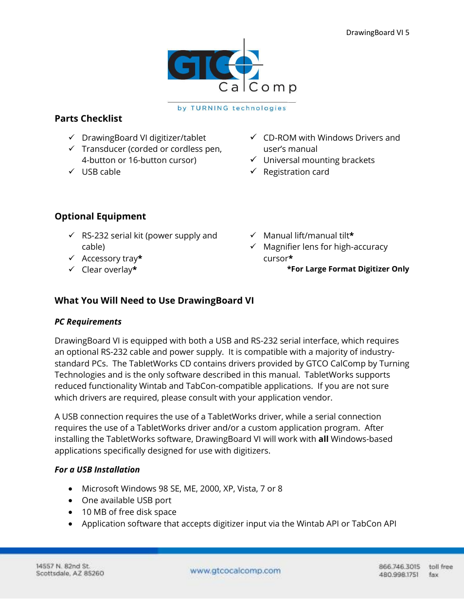 GTCO DrawingBoard VI - Users Guide User Manual | Page 5 / 52