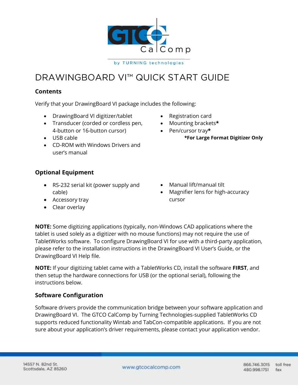 GTCO DrawingBoard VI - Quick Start Guide User Manual | 3 pages