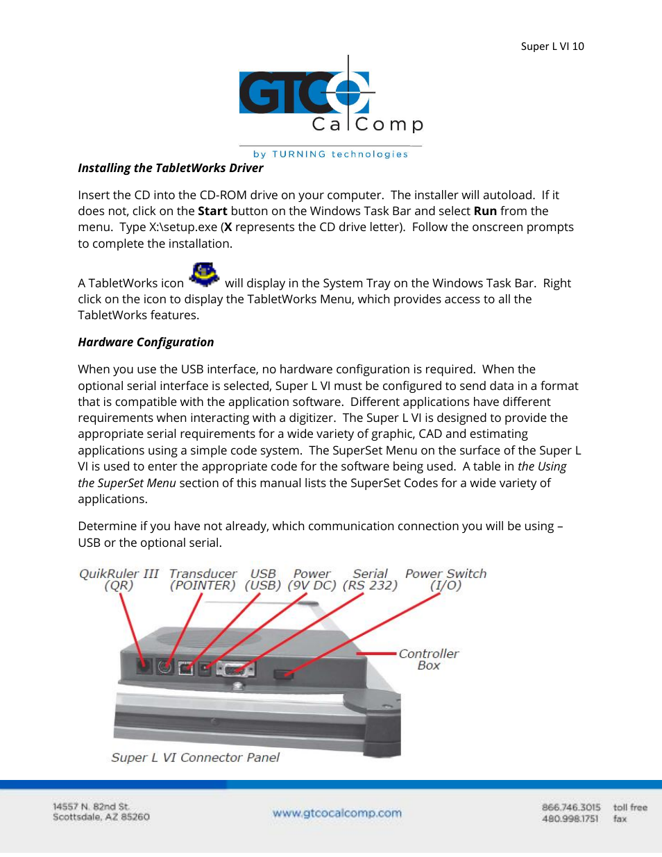GTCO Super L VI - Users Guide User Manual | Page 10 / 56