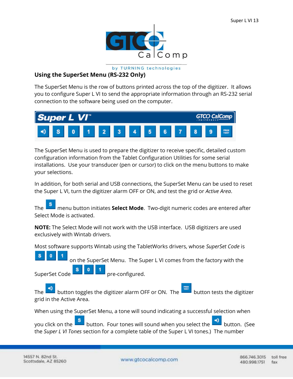 GTCO Super L VI - Users Guide User Manual | Page 13 / 56