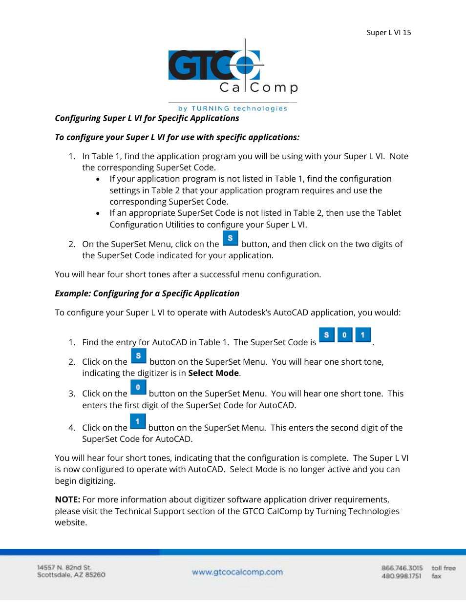 GTCO Super L VI - Users Guide User Manual | Page 15 / 56