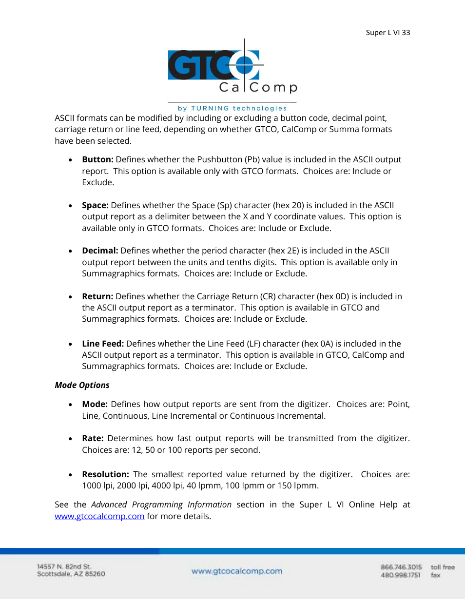 GTCO Super L VI - Users Guide User Manual | Page 33 / 56