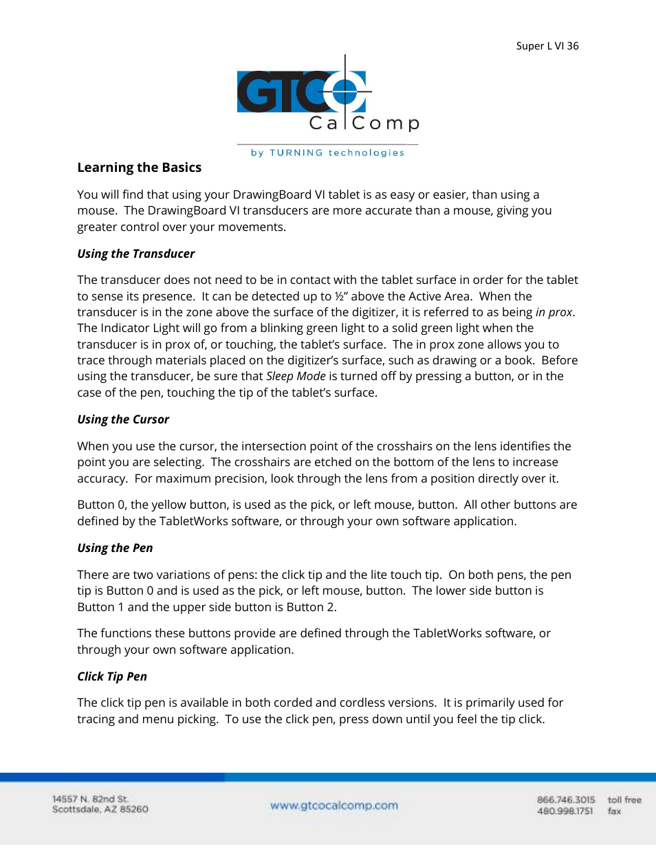 GTCO Super L VI - Users Guide User Manual | Page 36 / 56