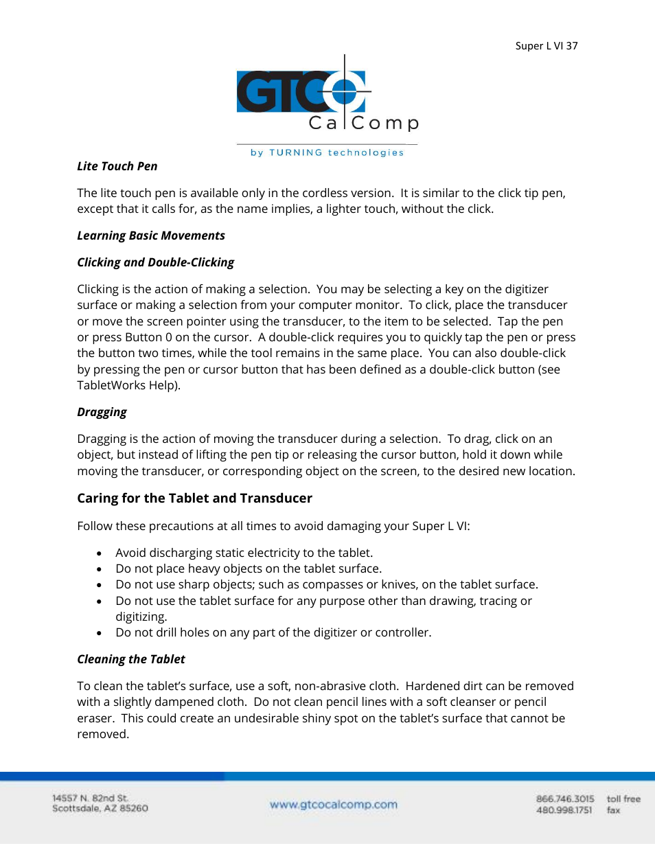 GTCO Super L VI - Users Guide User Manual | Page 37 / 56
