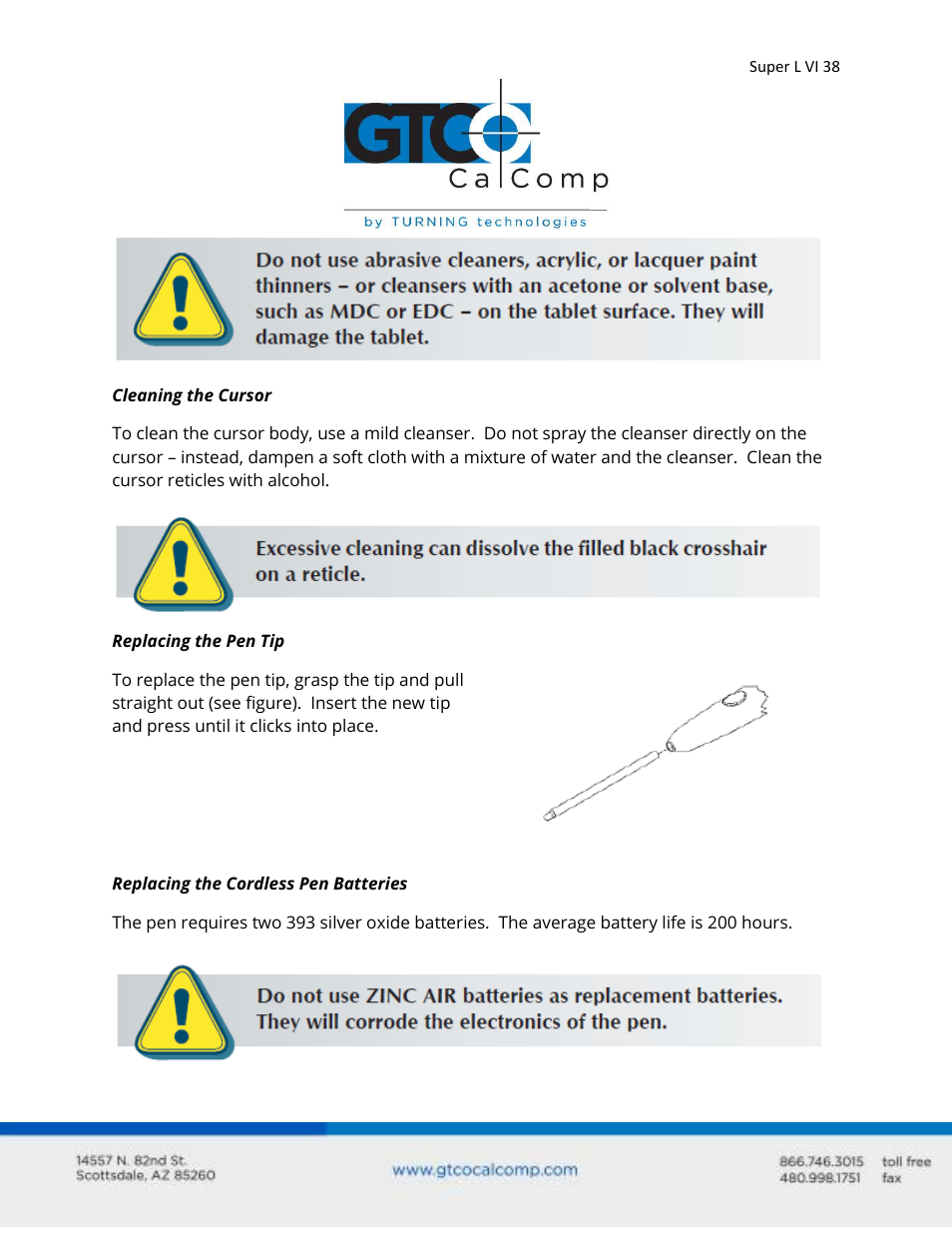 GTCO Super L VI - Users Guide User Manual | Page 38 / 56