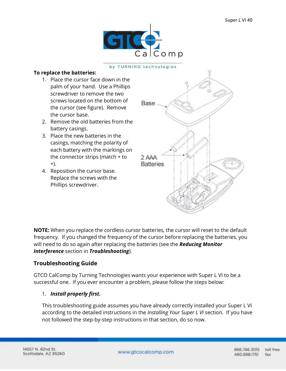 GTCO Super L VI - Users Guide User Manual | Page 40 / 56