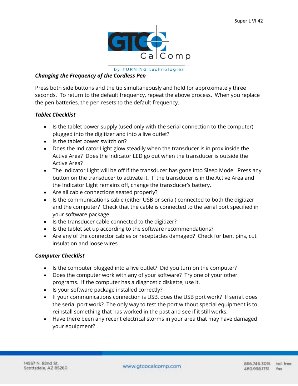 GTCO Super L VI - Users Guide User Manual | Page 42 / 56