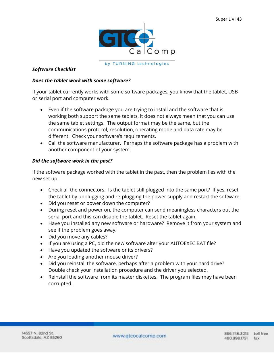 GTCO Super L VI - Users Guide User Manual | Page 43 / 56