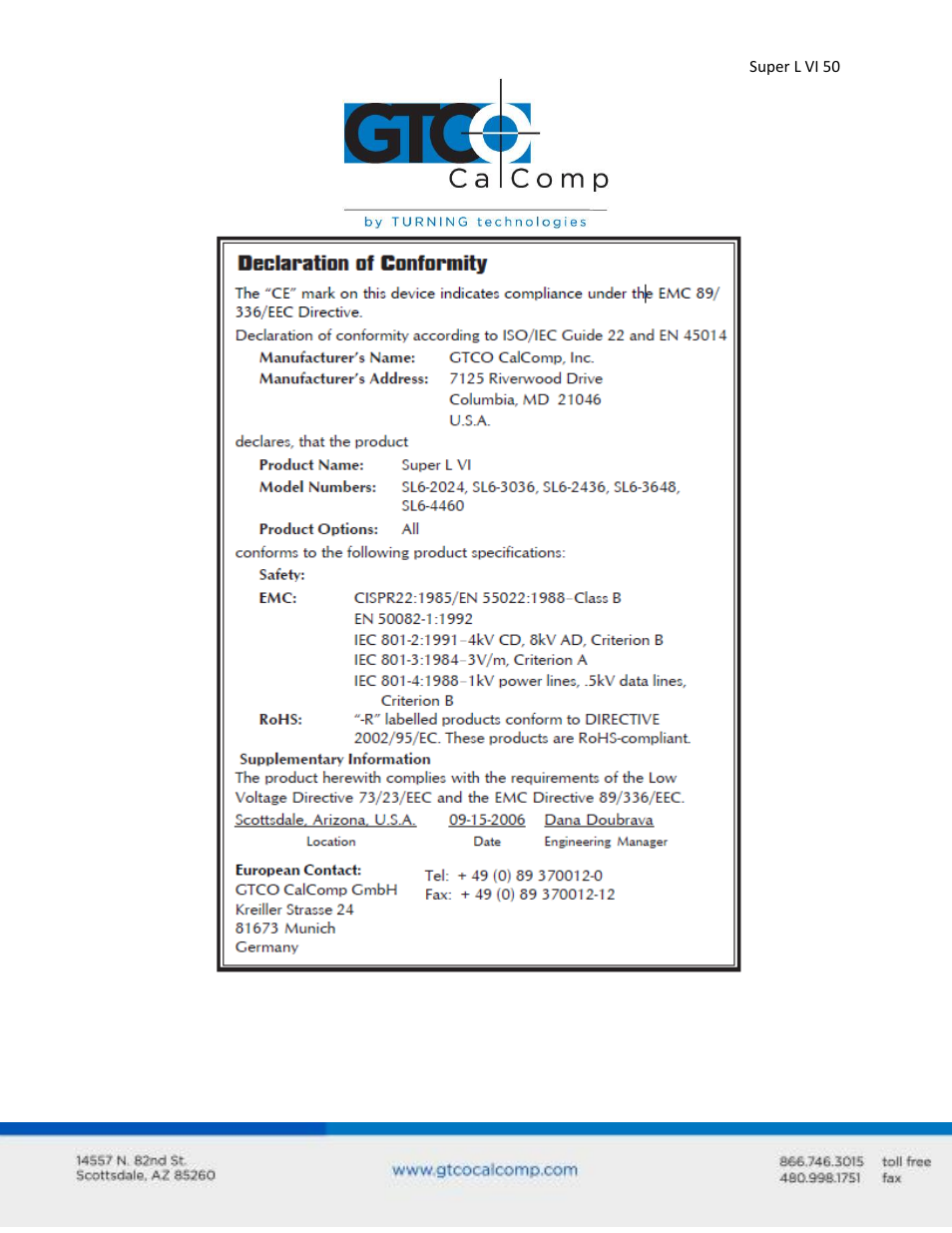 GTCO Super L VI - Users Guide User Manual | Page 50 / 56