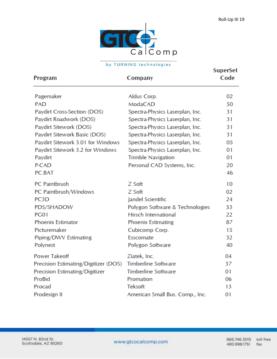 GTCO Roll-Up III - Users Guide User Manual | Page 19 / 48