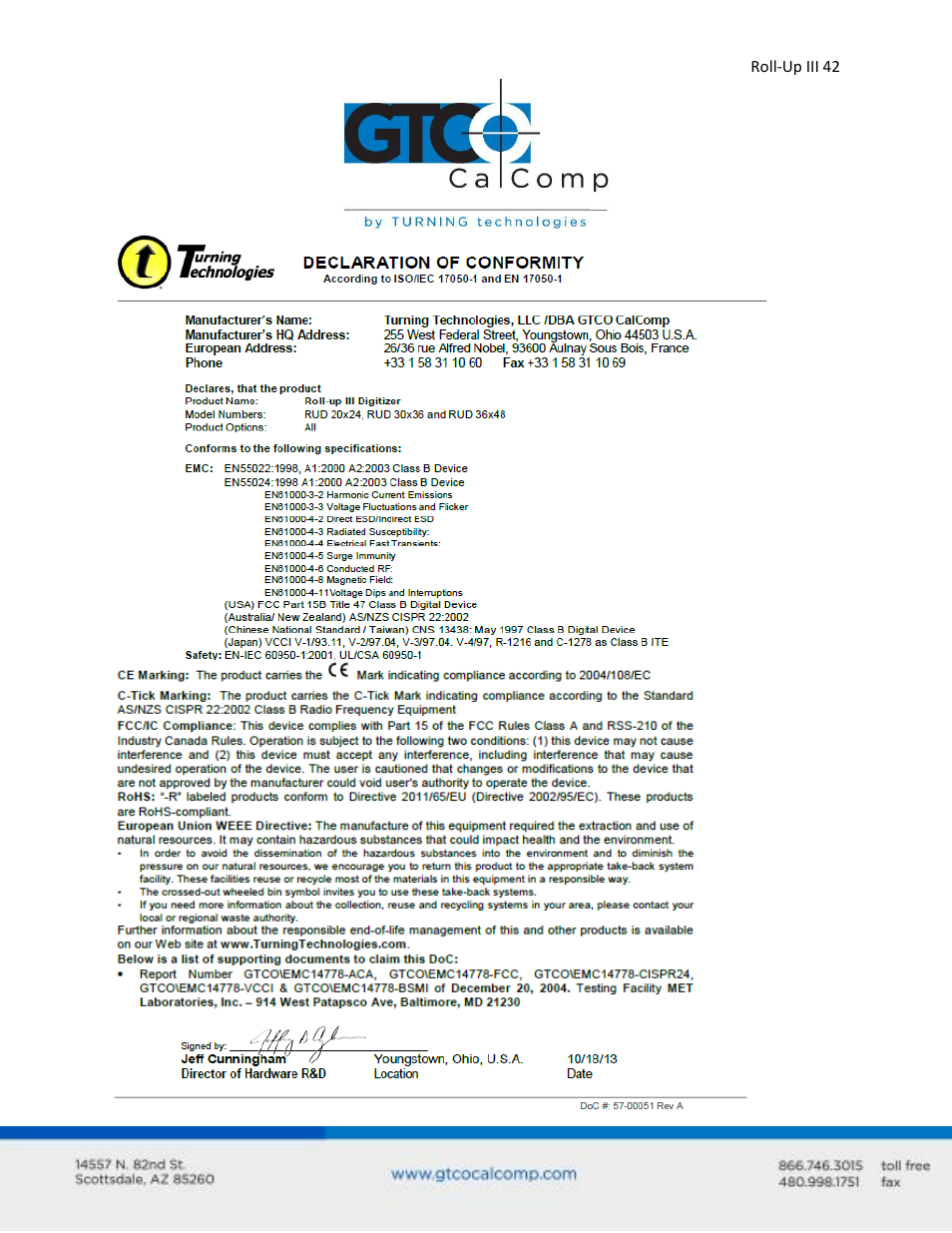 GTCO Roll-Up III - Users Guide User Manual | Page 42 / 48