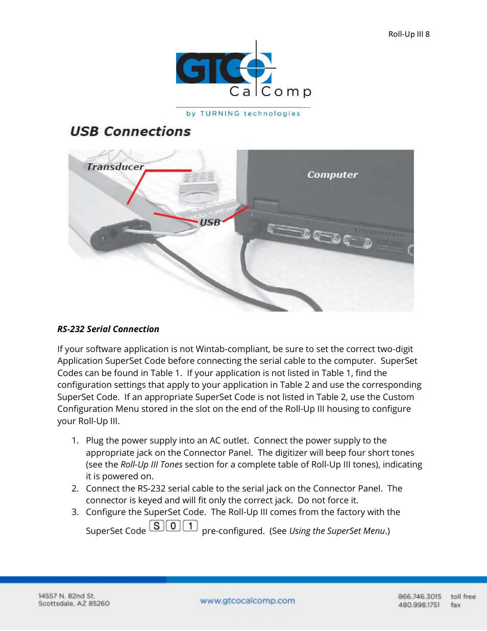 GTCO Roll-Up III - Users Guide User Manual | Page 8 / 48