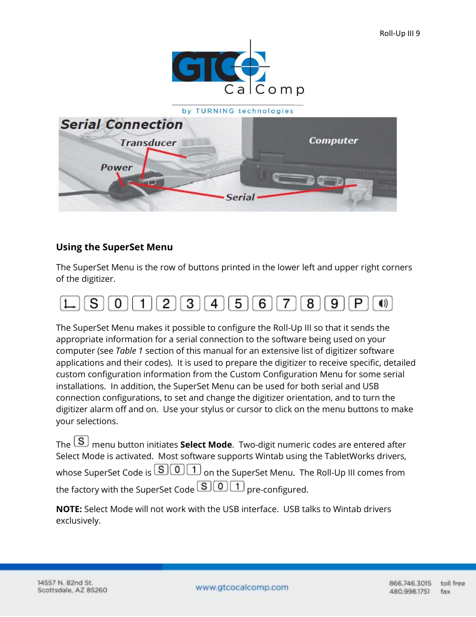 GTCO Roll-Up III - Users Guide User Manual | Page 9 / 48