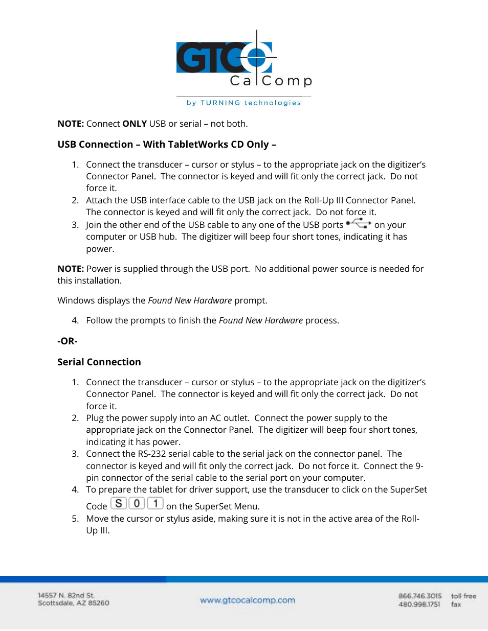 GTCO Roll-Up III - Quick Start Guide User Manual | Page 2 / 3