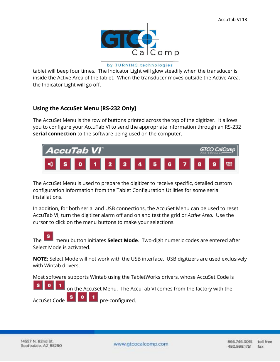 GTCO AccuTab VI - Users Guide User Manual | Page 13 / 46